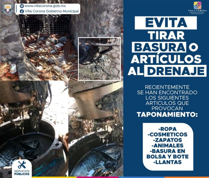 Evitemos tirar basura y artículos domésticos al drenaje.