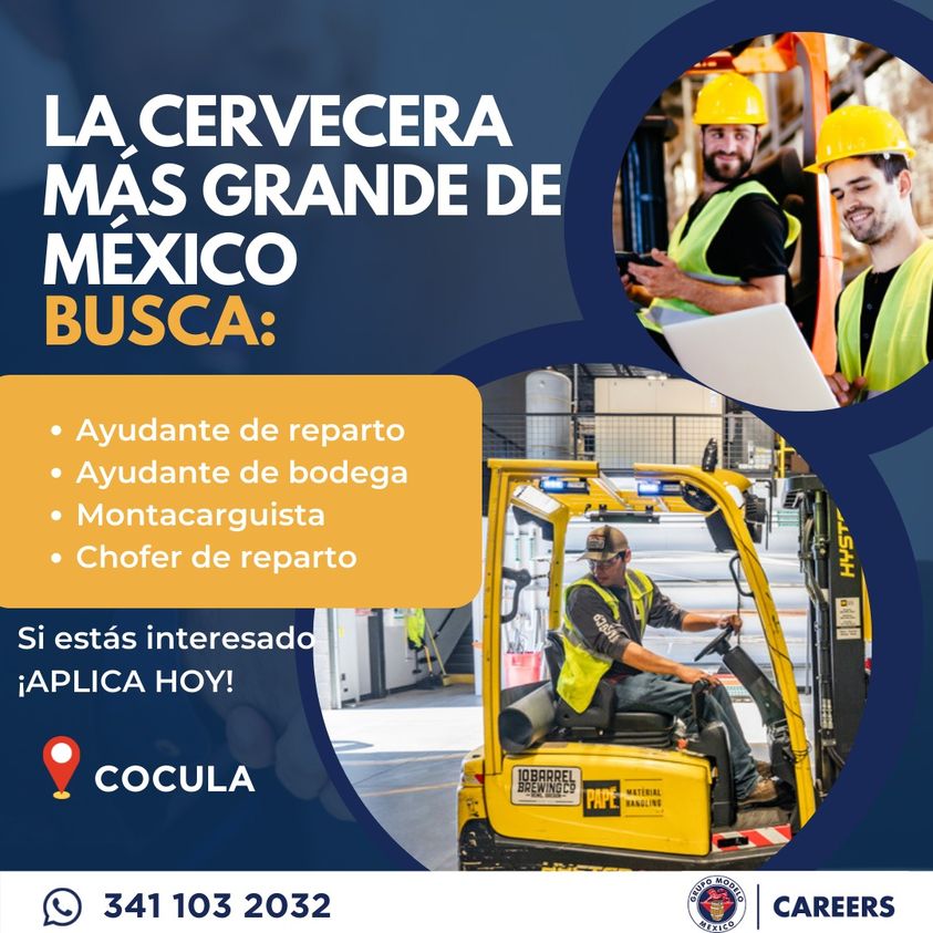 EmpleosVillaCorona Grupo Modelo cuenta con las siguientes vacantes